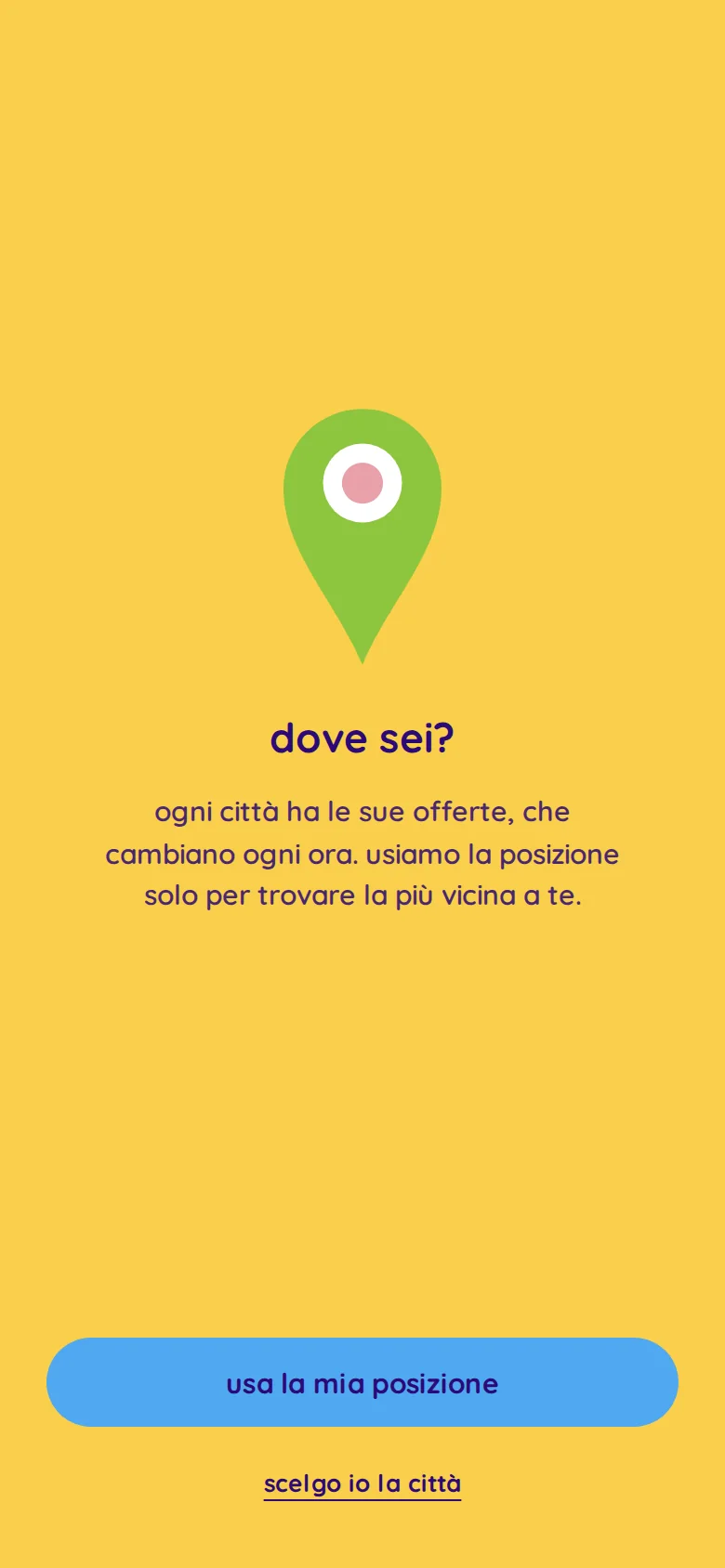 schermata posizione con segnaposto